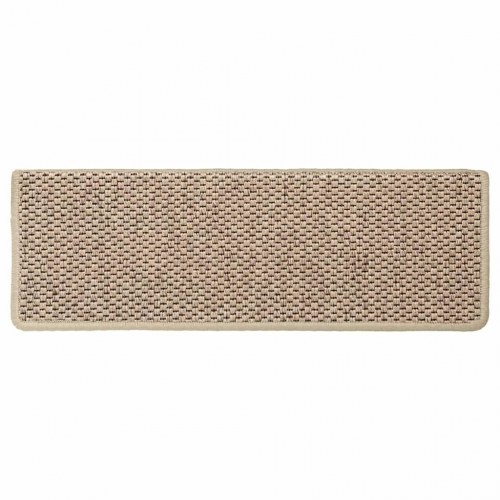 Selvklæbende trappemåtter i sisal-look - 15 stk., sandfarve, 65×21×4 cm