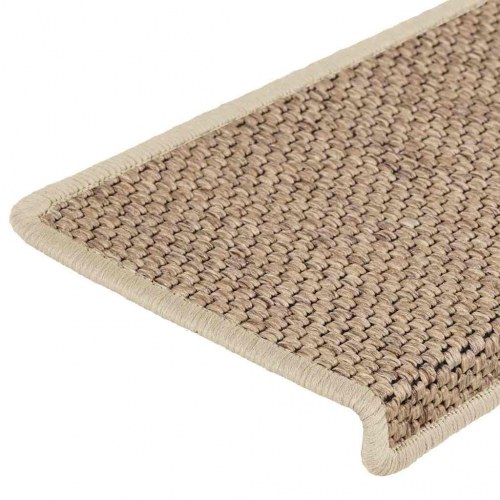 Selvklæbende trappemåtter i sisal-look - 15 stk., sandfarve, 65×21×4 cm