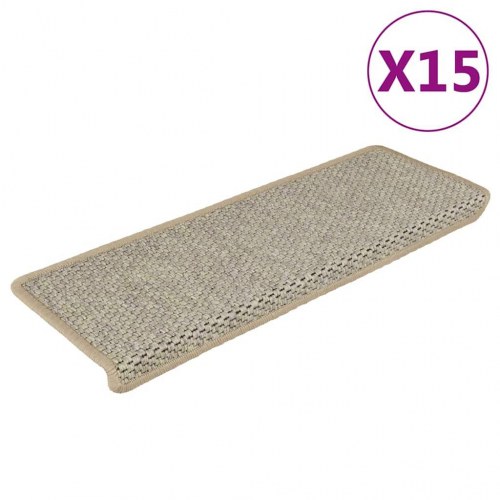 Selvklæbende trappemåtter 15 stk. - 65×21×4 cm, sisal-look, lysegrøn