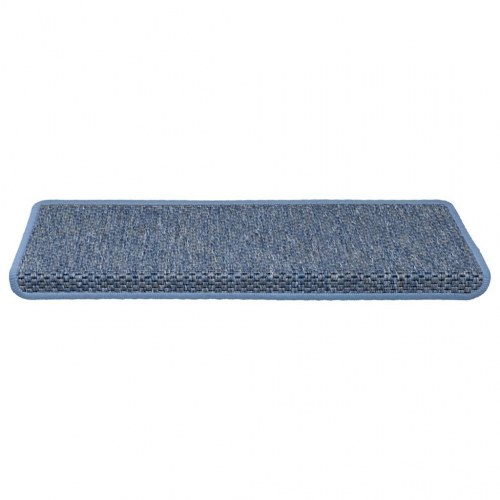 Selvklæbende trappemåtter i sisal-look - 15 stk., blå, 65×21×4 cm