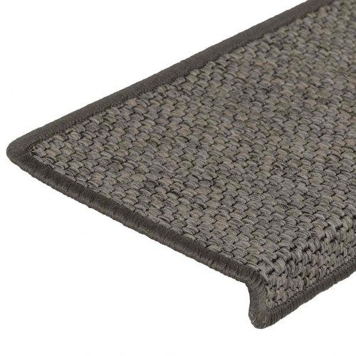 Selvklæbende trappemåtter 15stk. 65x21x4cm sisal-look grå beige