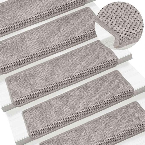 Selvklæbende trappemåtter 15 stk. - 65×21×4 cm, sisal-look sølv