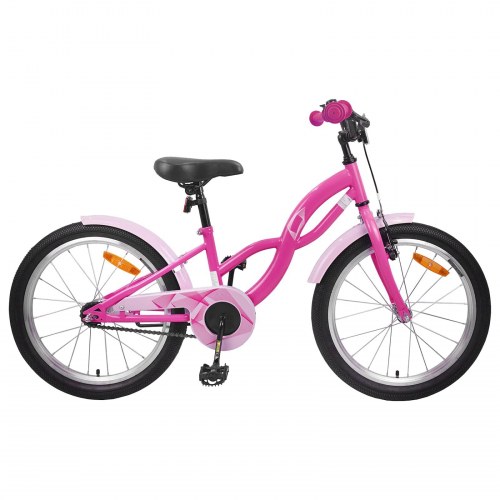Børnecykel 18" til 5-7 år - mørk pink, justerbar