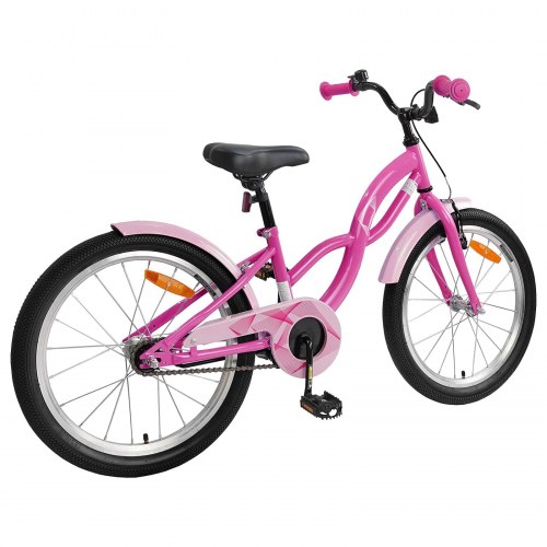 Børnecykel 18" til 5-7 år - mørk pink, justerbar