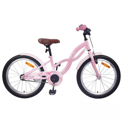 Børnecykel 18" til 5-7 år - lys pink, stålramme