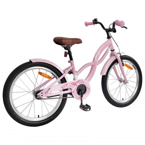 Børnecykel 18" til 5-7 år - lys pink, stålramme