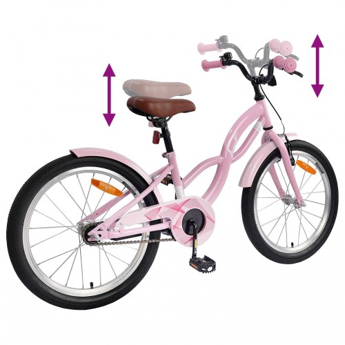 Børnecykel 18" til 5-7 år - lys pink, stålramme