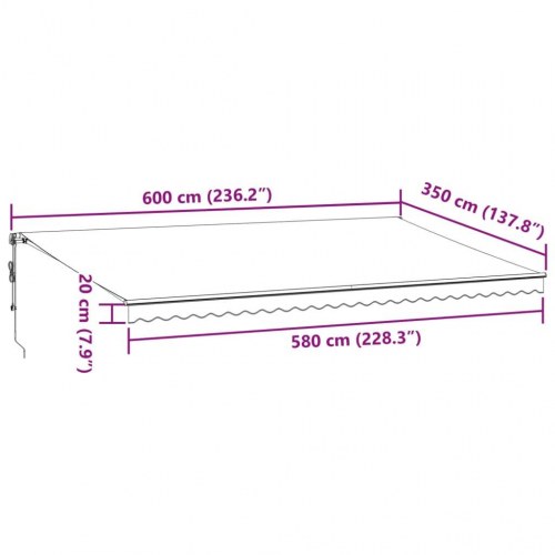 Markise med LED-lys 600 × 350 cm - automatisk betjening, bordeaux
