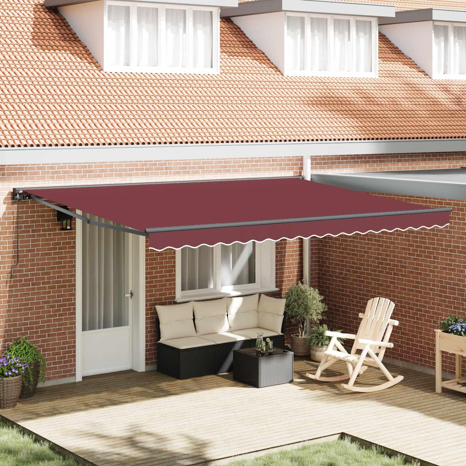 Markiseramme Bordeaux 450 × 300 cm Polyester med PU belægning billede