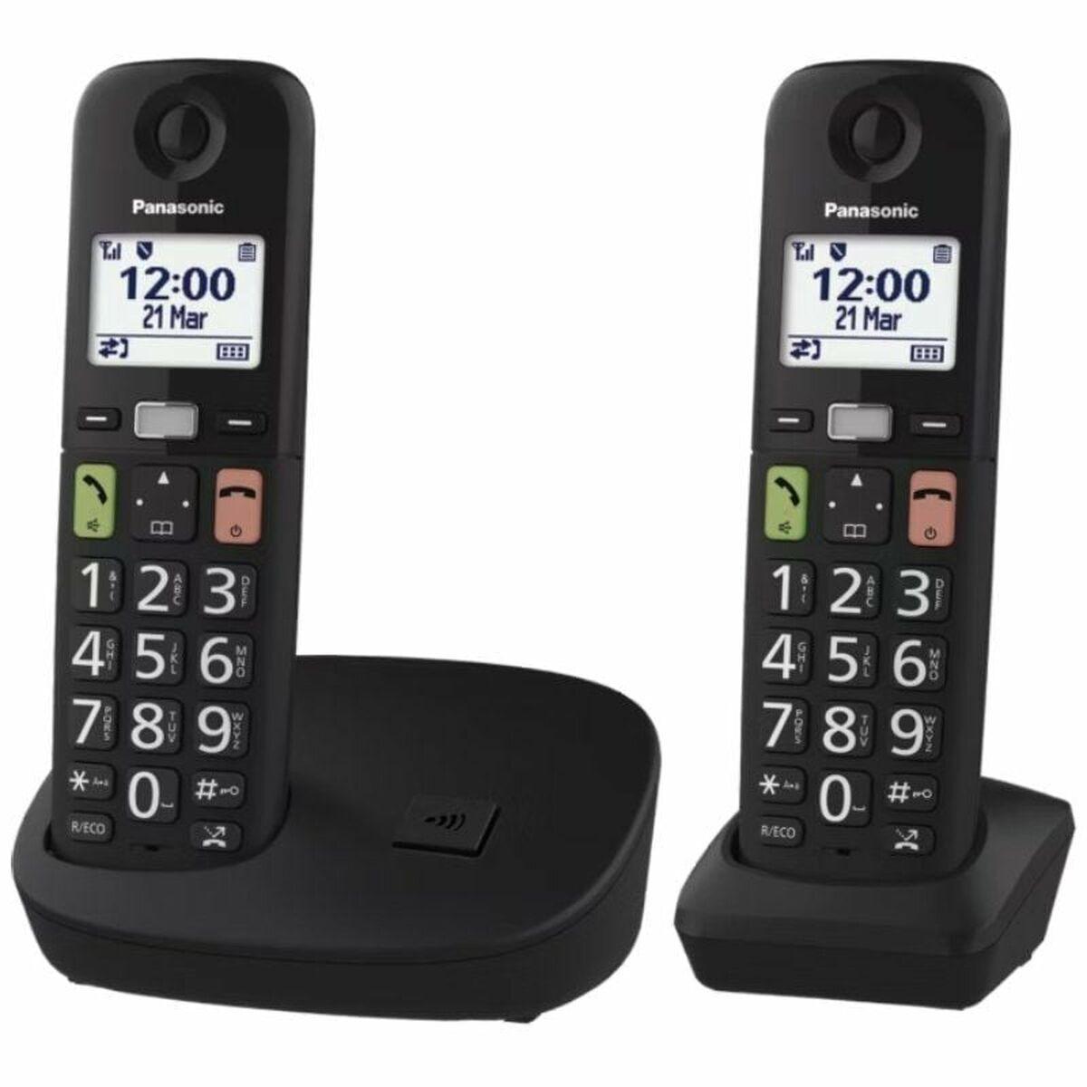Panasonic KX-TGU112EXB trådløs fastnettelefon - hvid/sort, sæt med 2 håndsæt billede