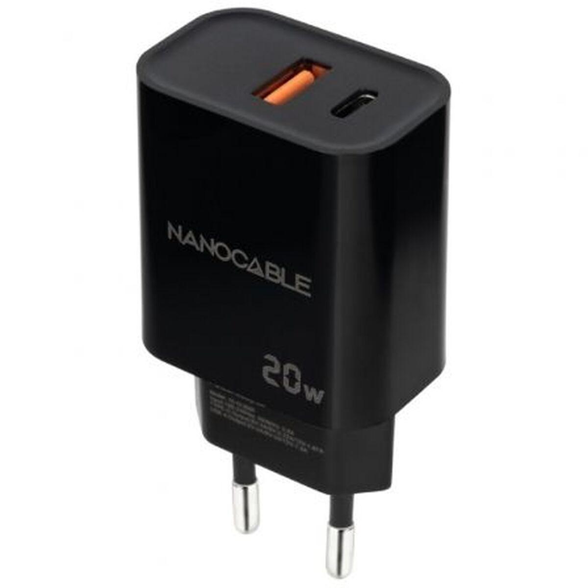NANOCABLE 10.10.2008 vægoplader - 20 W, USB-A + USB-C, sort billede