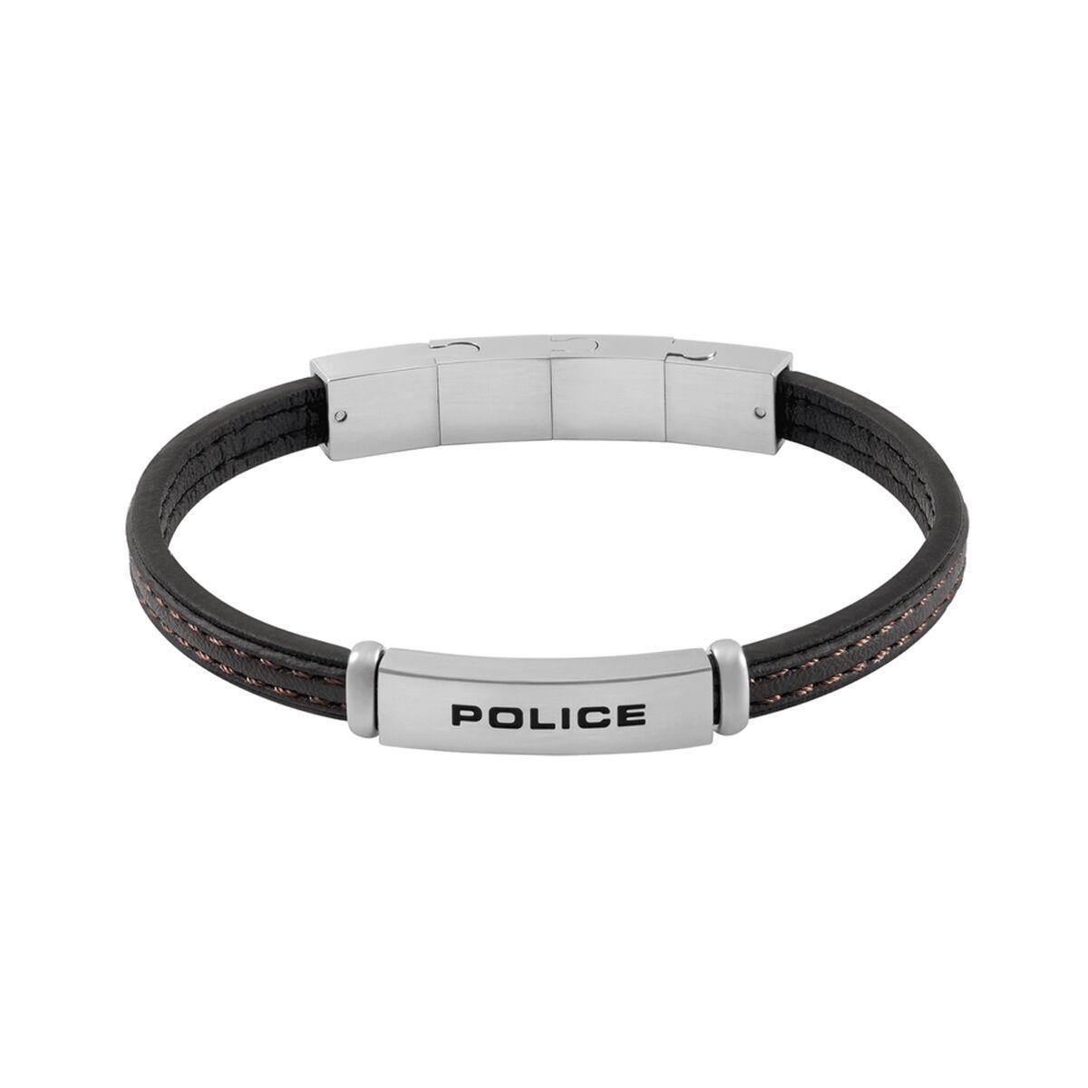 Police PEAGB0079202 armbånd til mænd - sort læder og rustfrit stål billede