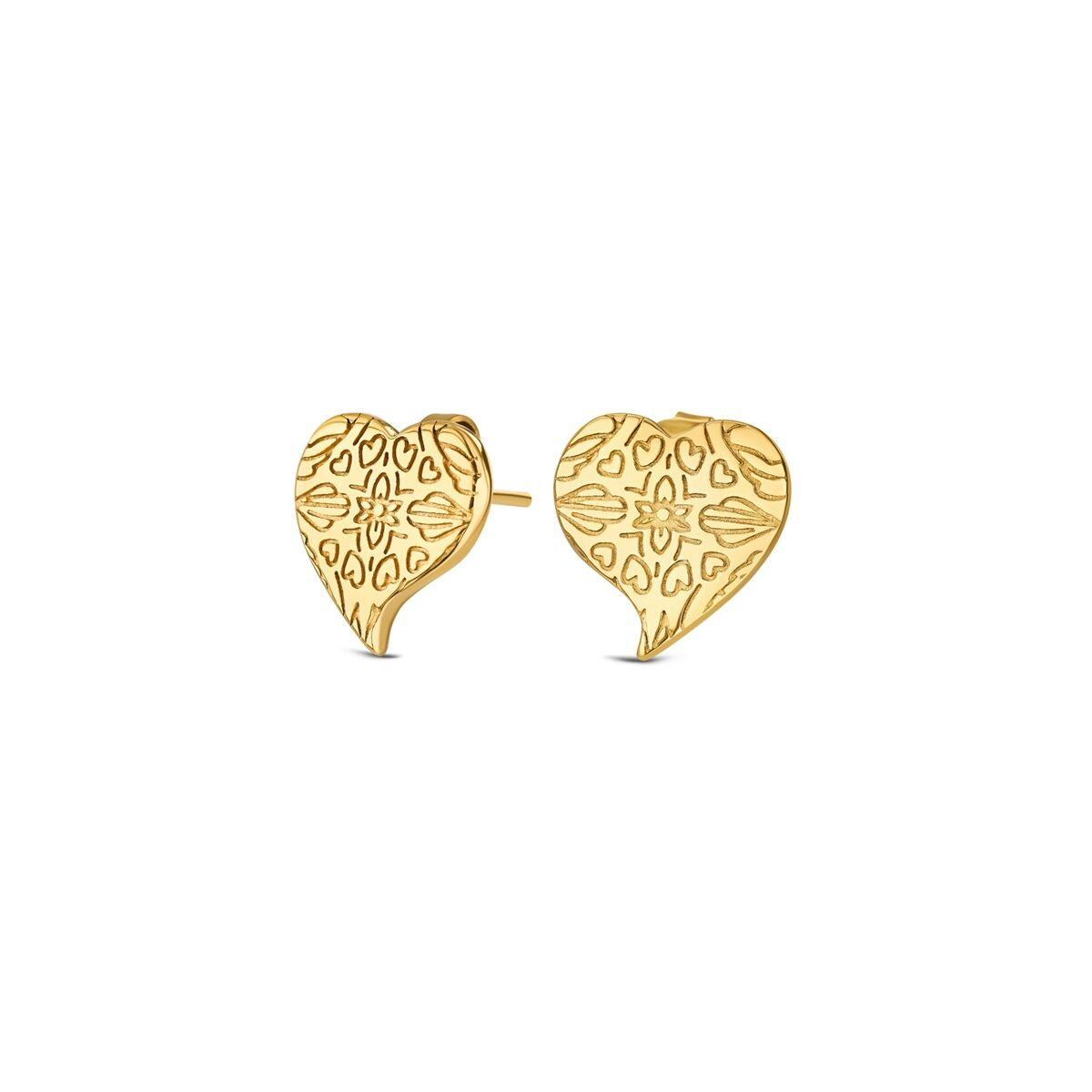 One Jewels OJTE01G ørestikker til kvinder - gylden hjerte-design billede