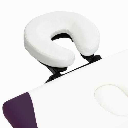 Foldbart massagebord 2 zoner aluminium hvid og lilla