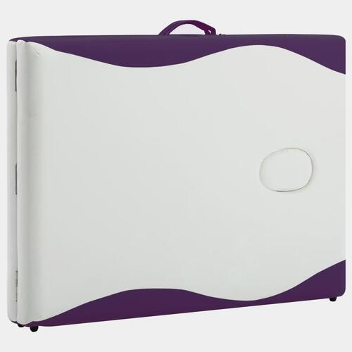 Foldbart massagebord 2 zoner aluminium hvid og lilla