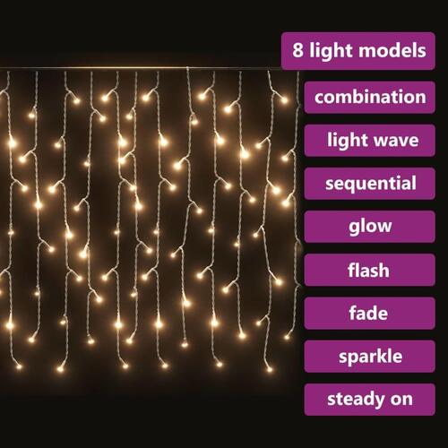 Lysgardin 10 m 400 LED'er 8 funktioner varm hvid