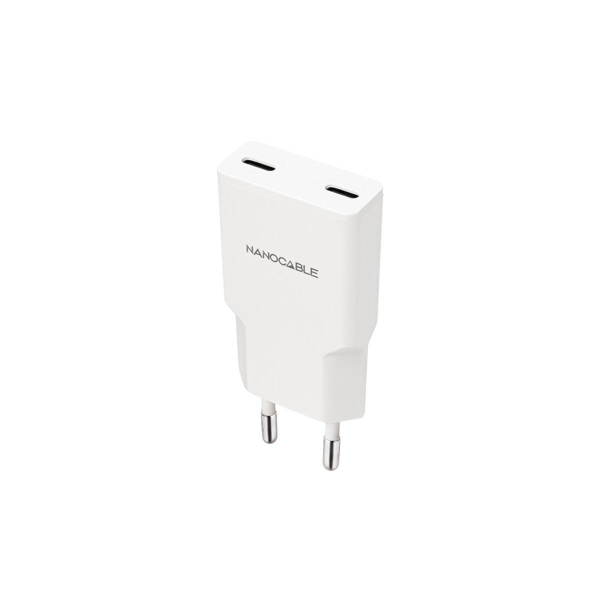 NANOCABLE 10.10.2023 vægoplader - 20 W, hvid, USB-A + 2×USB-C billede