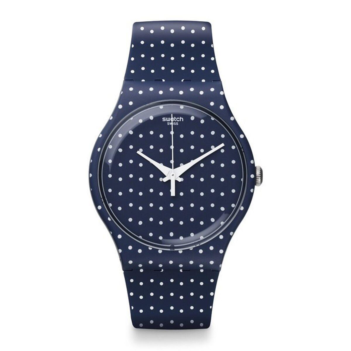 Swatch SUON106 dameur - blå/hvid prikmønster, 38 mm billede