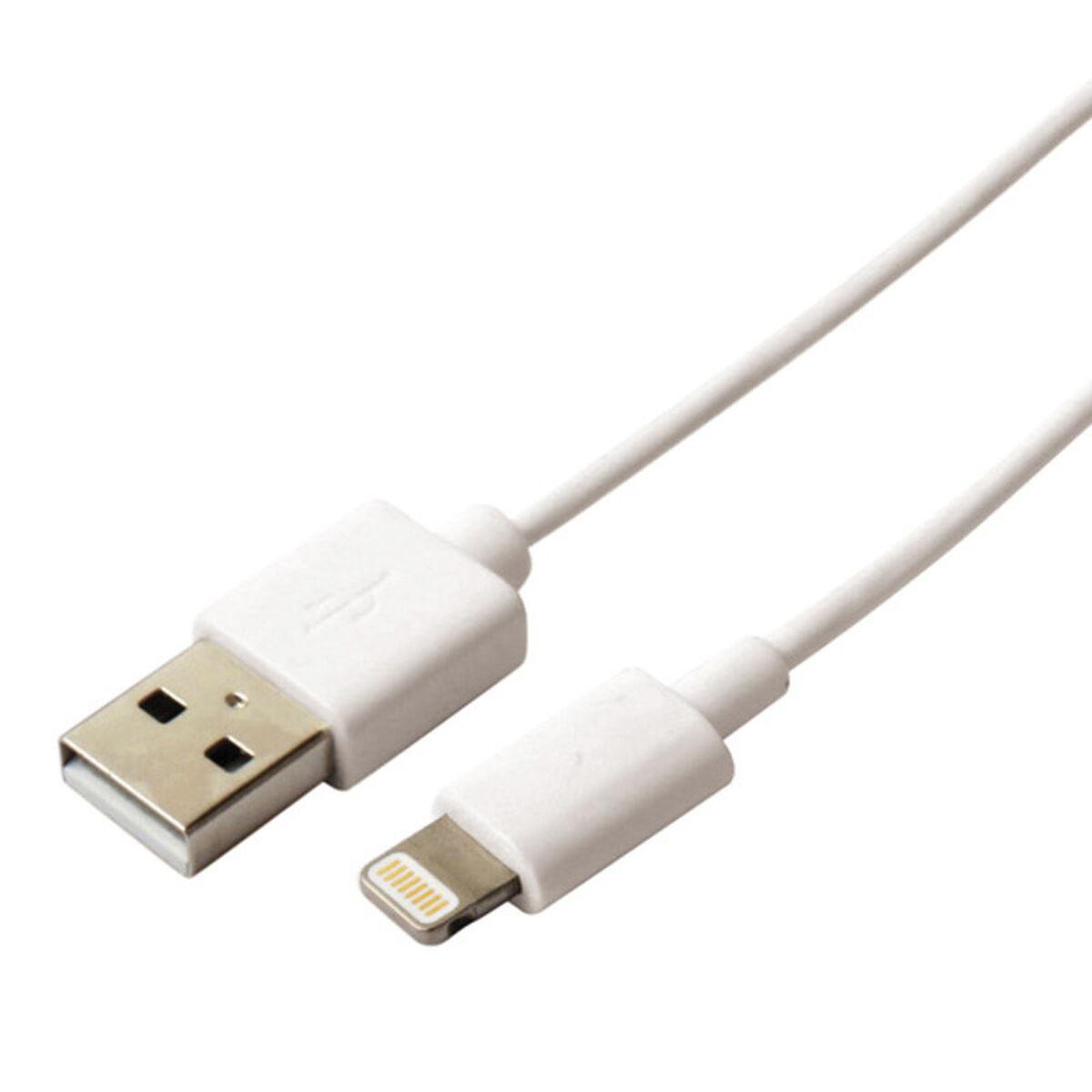 KSIX B0914CU01 Lightning til USB-A opladerkabel - 1 m - Hvid billede