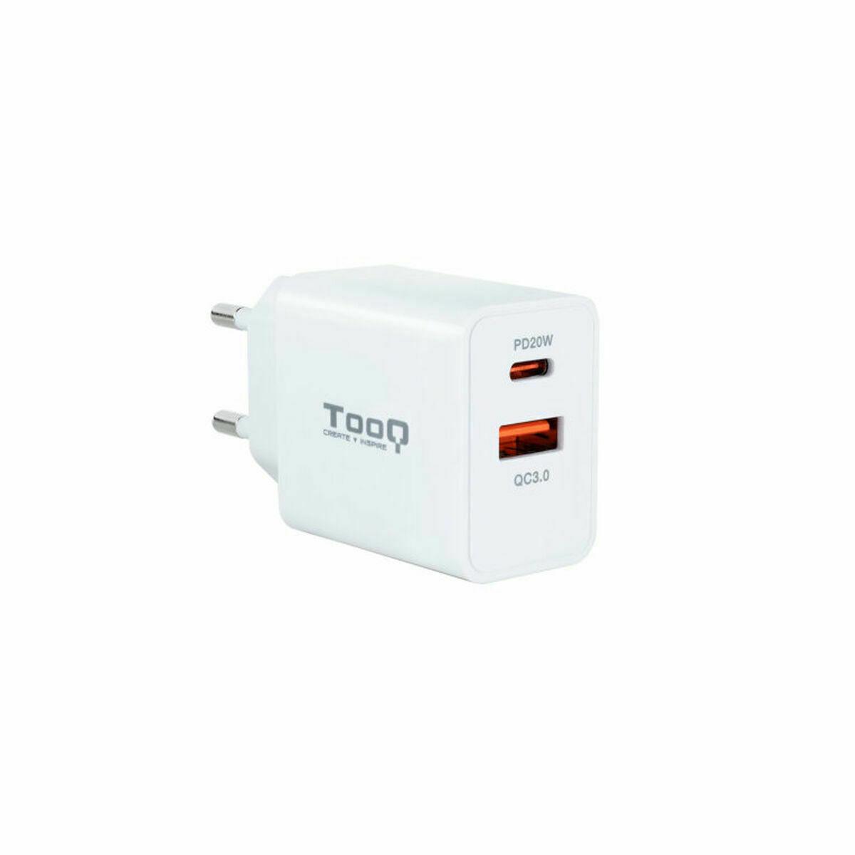 TooQ TQWC-2SC04WT vægoplader 20 W - hvid, USB-C PD og QC 3.0 billede