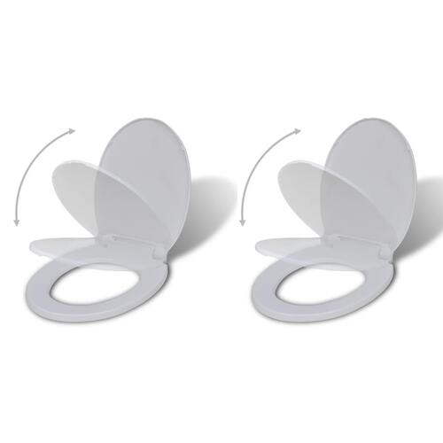 Toiletsæder med soft close-låg 2 stk. plastik hvid