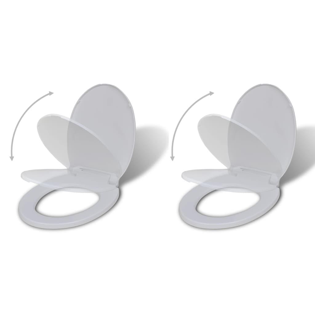 Toiletsæder med soft close-låg 2 stk. plastik hvid