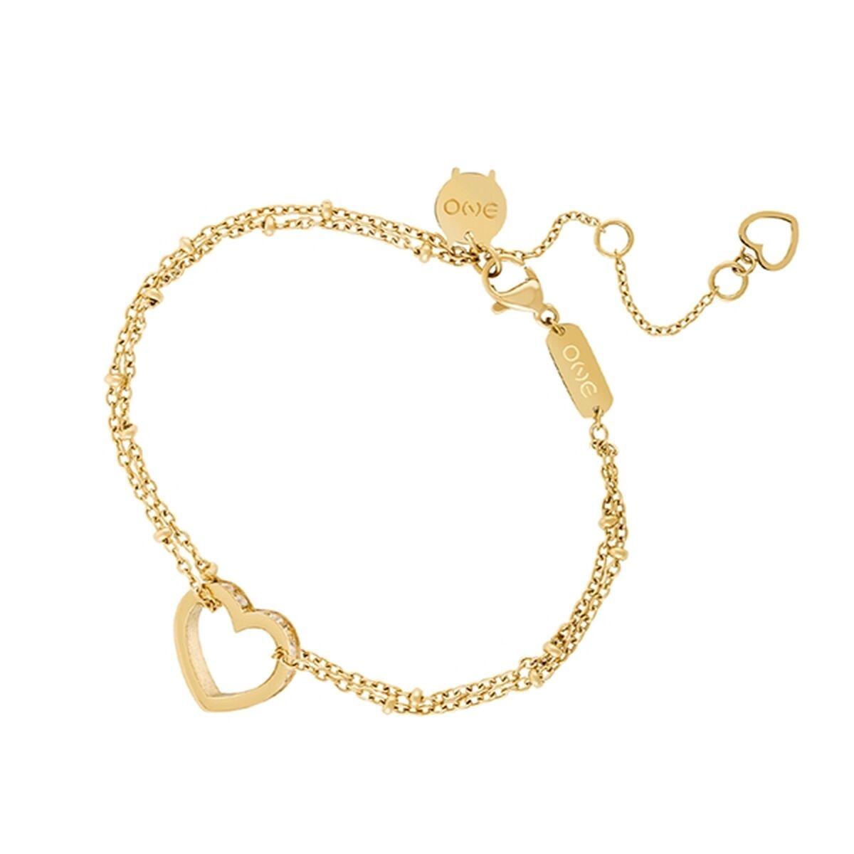 One Jewels OJRB01G armbånd til kvinder - gylden med hjertevedhæng billede