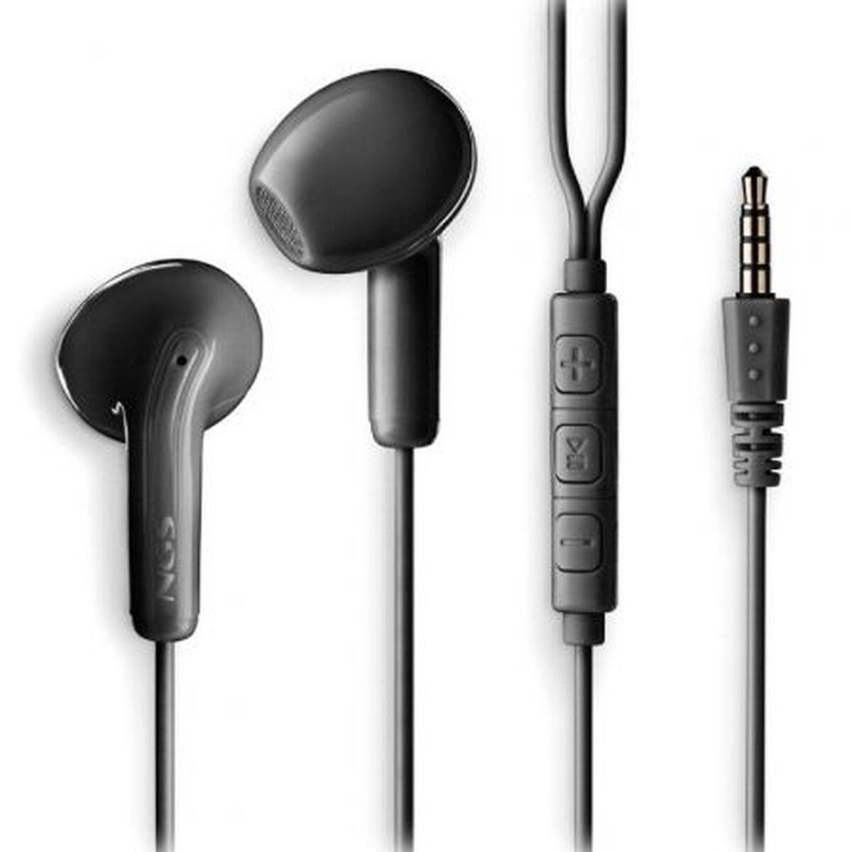 NGS Cross Flip Black - in-ear headset med mikrofon, 3,5 mm jack (sort) billede