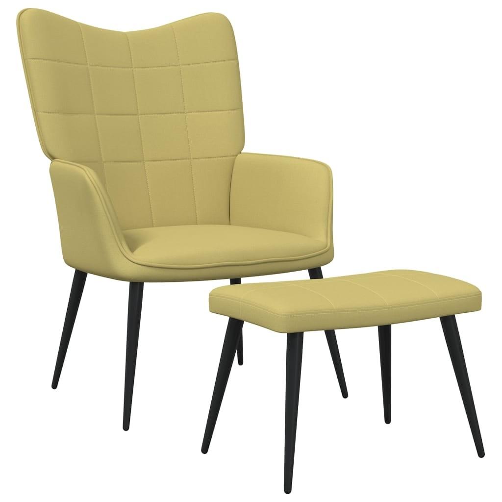 Lænestol med fodskammel 62x68,5x96 cm stof grøn