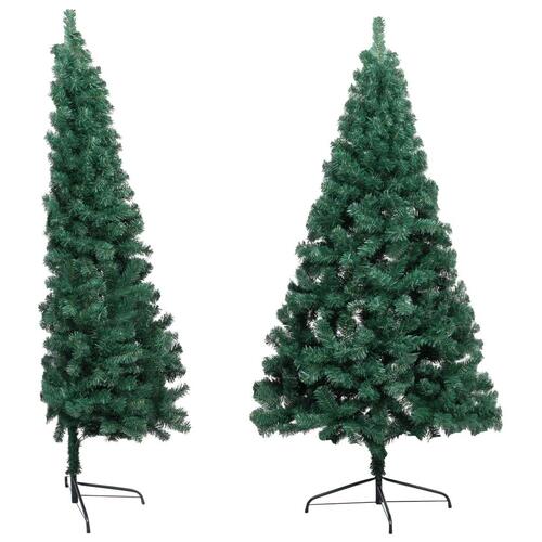 Kunstigt halvt juletræ med juletræsfod 120 cm PVC grøn