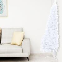 Kunstigt halvt juletræ med juletræsfod 150 cm PVC hvid