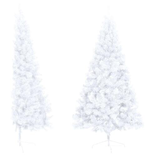 Kunstigt halvt juletræ med juletræsfod 150 cm PVC hvid