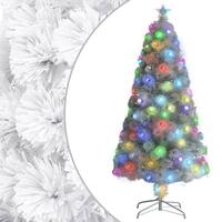 Kunstigt juletræ med LED-lys fiberoptisk 120 cm hvid