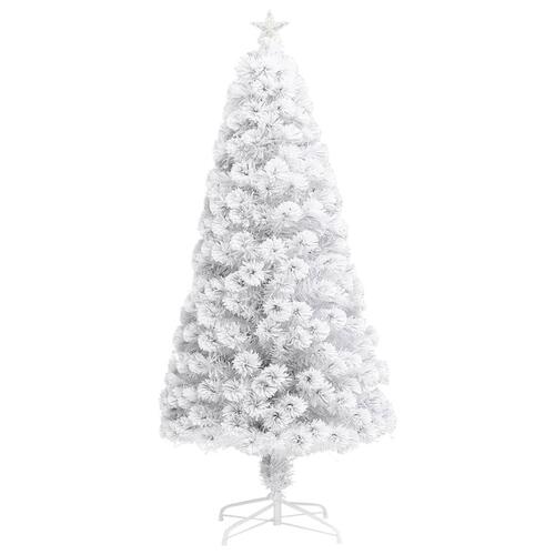 Kunstigt juletræ med LED-lys fiberoptisk 120 cm hvid