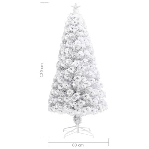 Kunstigt juletræ med LED-lys fiberoptisk 120 cm hvid