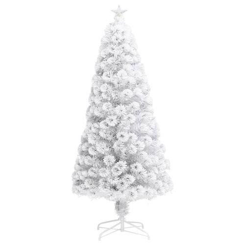 Kunstigt juletræ med LED-lys fiberoptisk 150 cm hvid