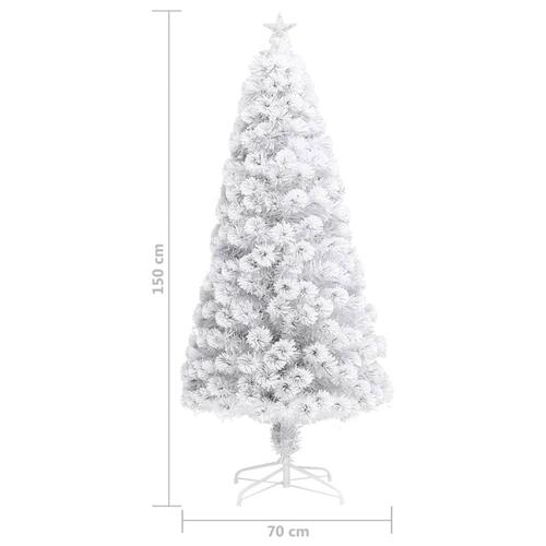 Kunstigt juletræ med LED-lys fiberoptisk 150 cm hvid