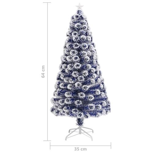 Kunstigt juletræ med lys 64 cm fiberoptisk hvid og blå