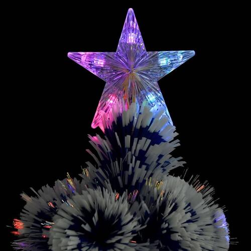 Kunstigt juletræ med LED-lys fiberoptisk 120 cm hvid og blå