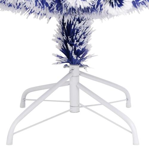 Kunstigt juletræ med LED-lys fiberoptisk 120 cm hvid og blå