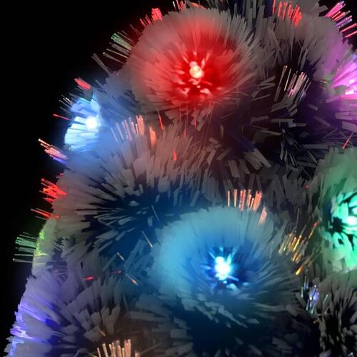 Kunstigt juletræ med LED-lys fiberoptisk 150 cm hvid og blå