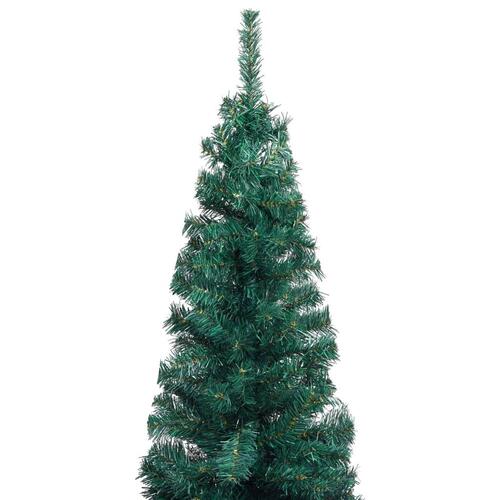 Smalt kunstigt juletræ med juletræsfod 120 cm PVC grøn