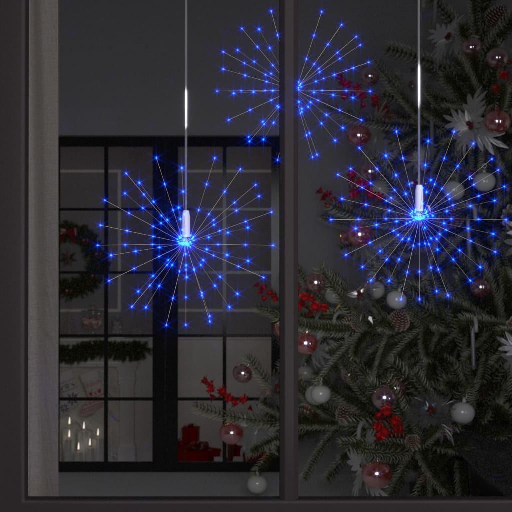 Lysende fyrværkeridekoration 20 cm udendørs 140 LED'er lyseblå billede