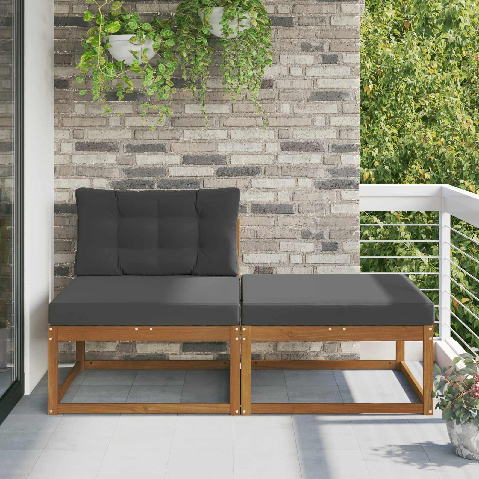 Sektionel sofa enheder 2 Stk Naturfarvet Massivt Akacietræ billede