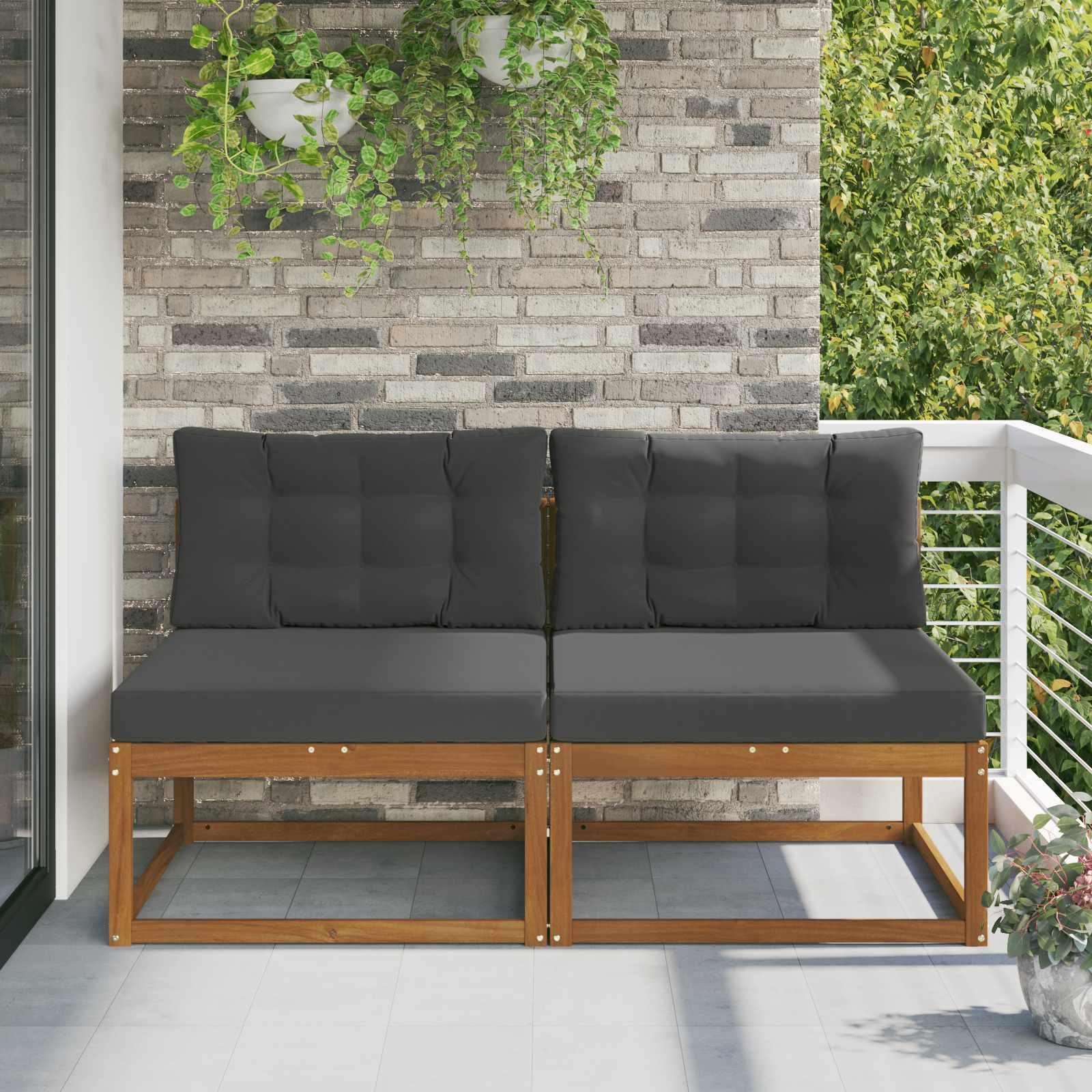 Udendørs Mellem Sofa 2 Stk Naturfarvet Massivt Akacietræ billede