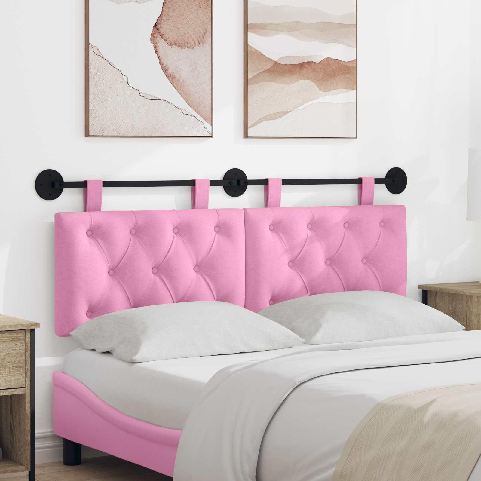Hængende Hovedgavl Vægmonteret Lyserød 130 x 55 x 7 cm Stof billede