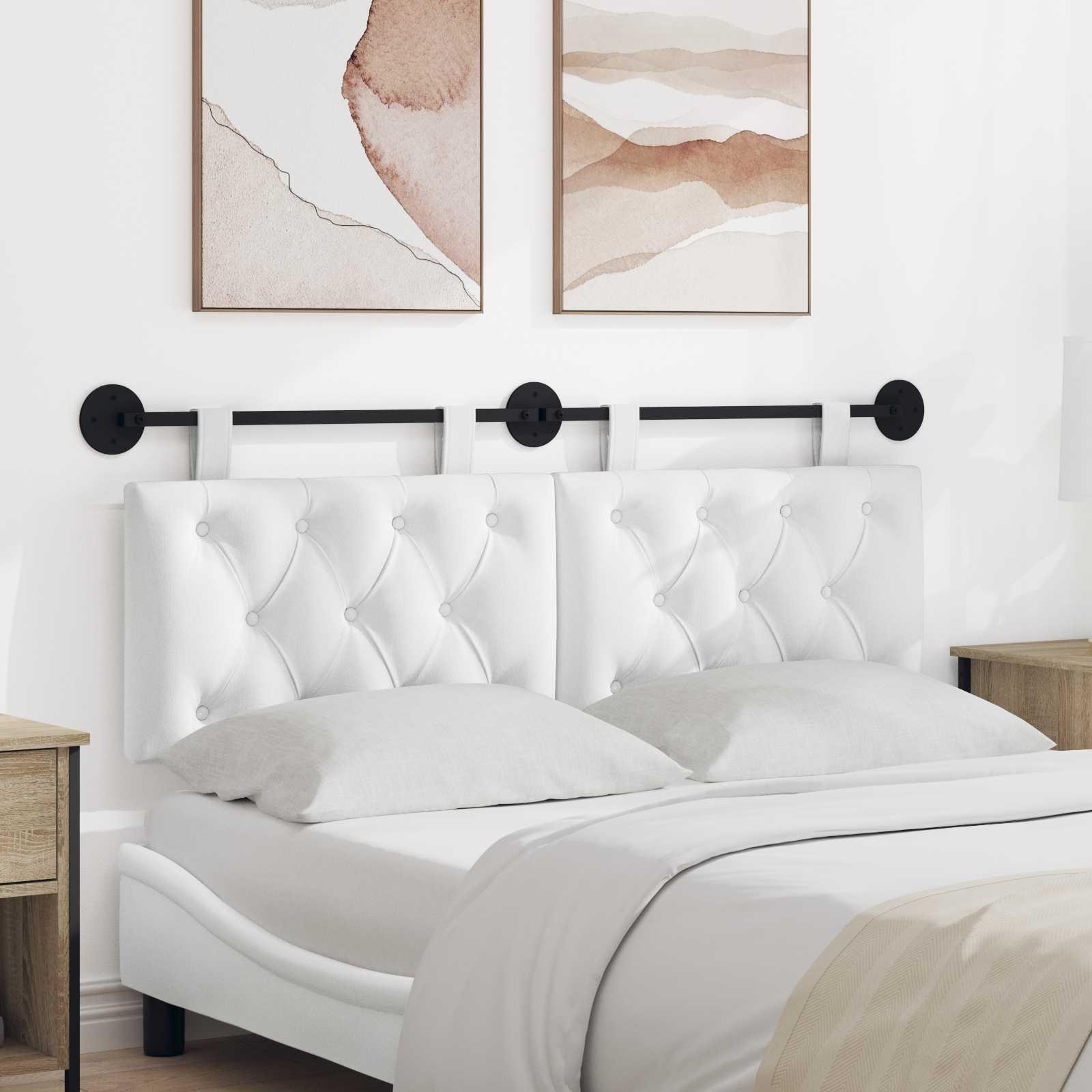 Hængende Hovedgavl Vægmonteret Hvid 130 x 55 x 7 cm Stof billede