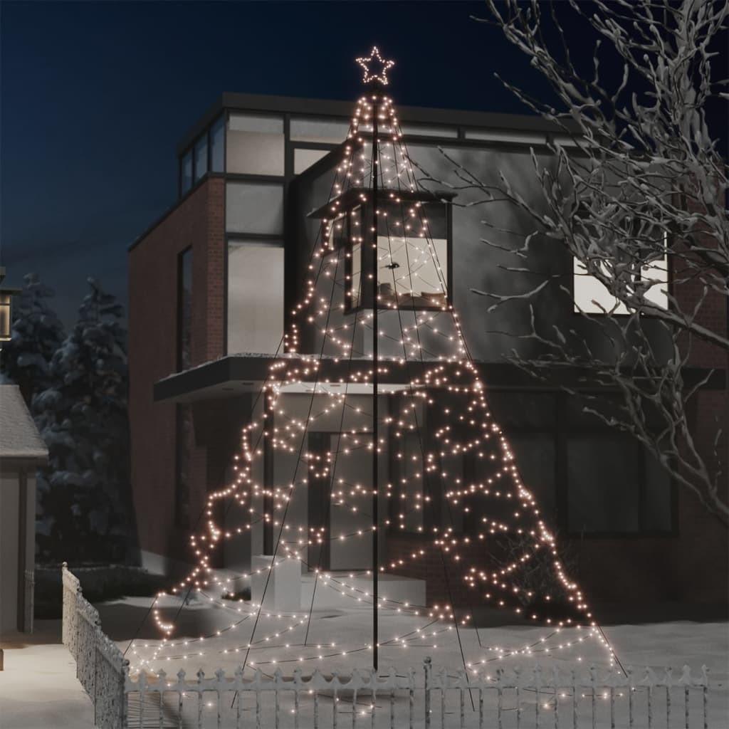 Juletræ med metalstolpe 1400 LED er5' m varmt hvidt lys