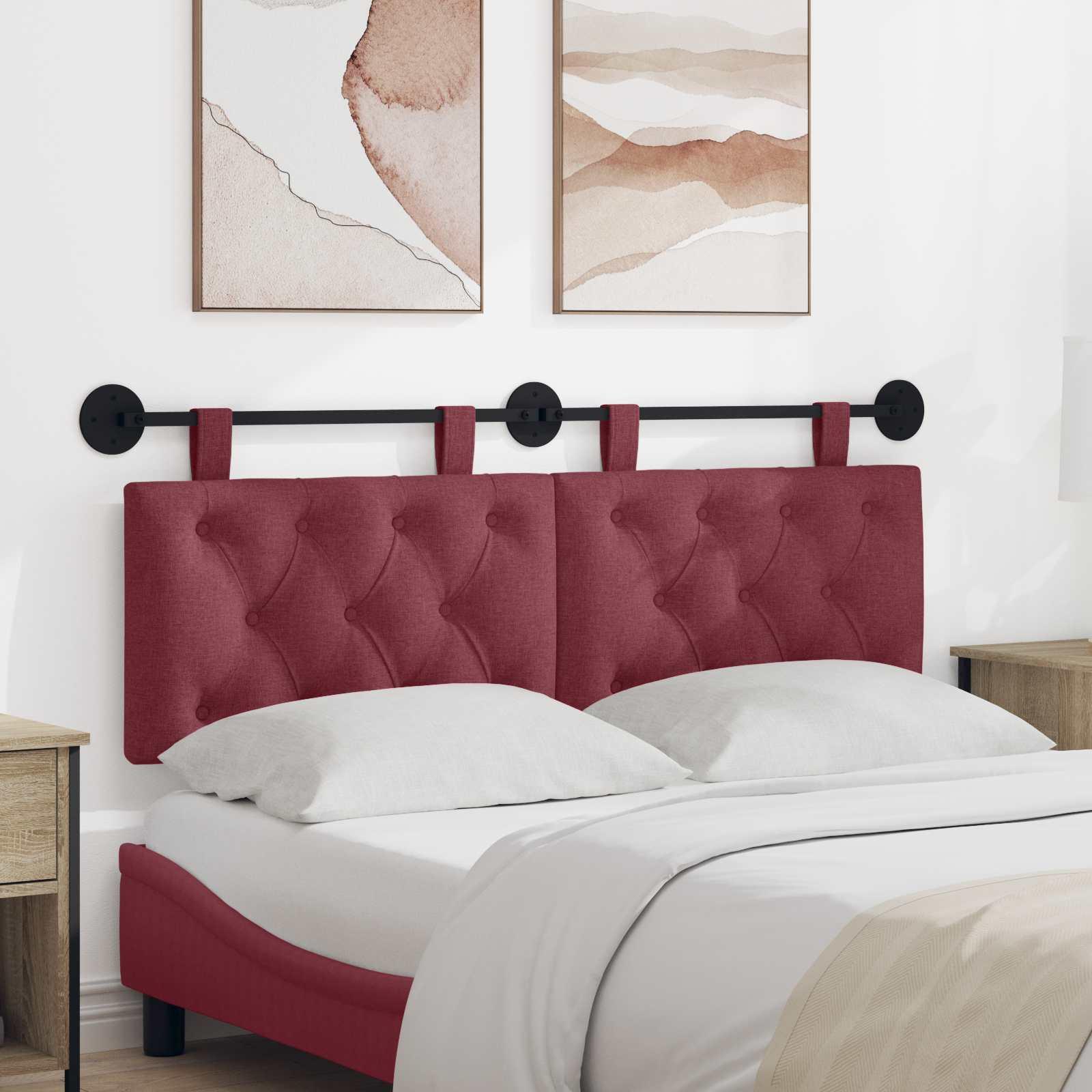 Hængende Hovedgavl Vægmonteret Vinrød 130 x 55 x 7 cm Stof billede