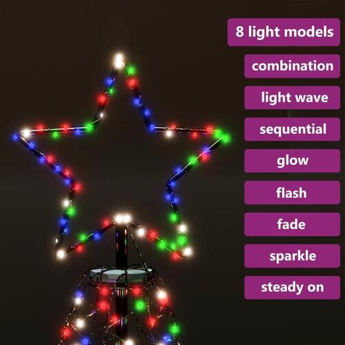 Juletræ med metalstolpe 1400 LED'er 5 m flerfarvet lys